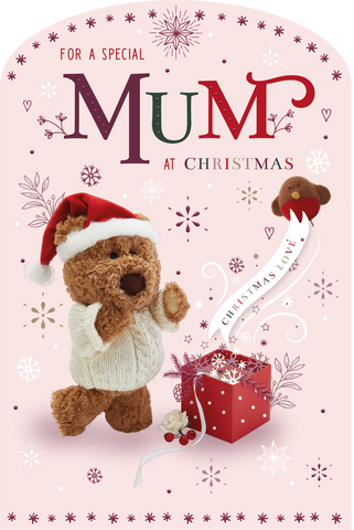 Mum Christmas card- cute bear and present