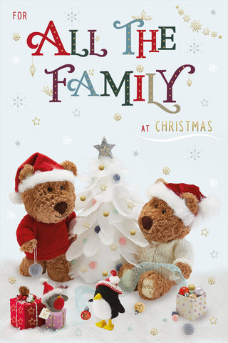All the family Christmas card - festive cute bears