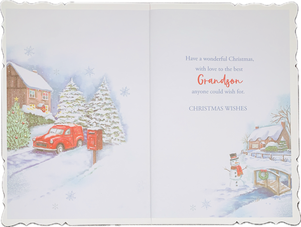 Grandson Christmas card- traditional winter scene