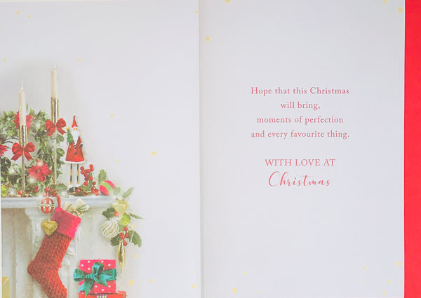 Sister Christmas card - Xmas fireside