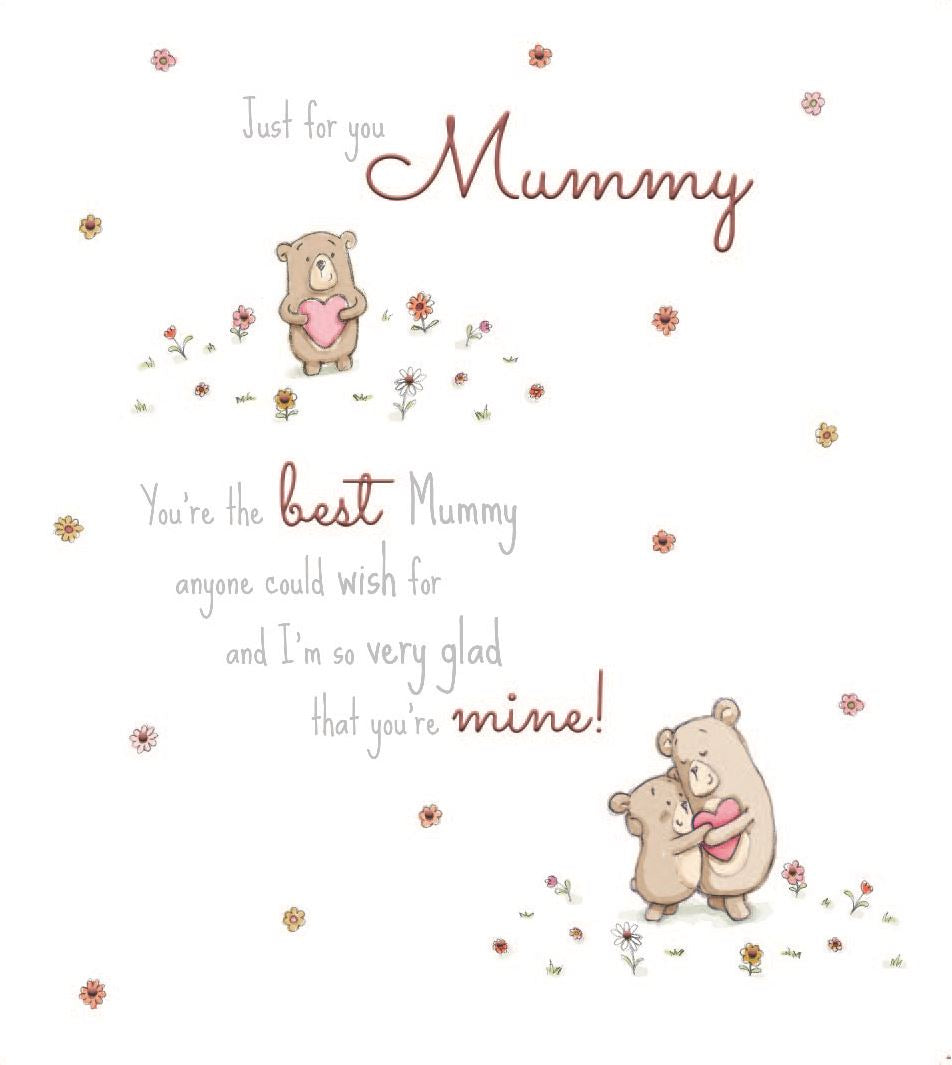 Mummy birthday card- cute bears hugging