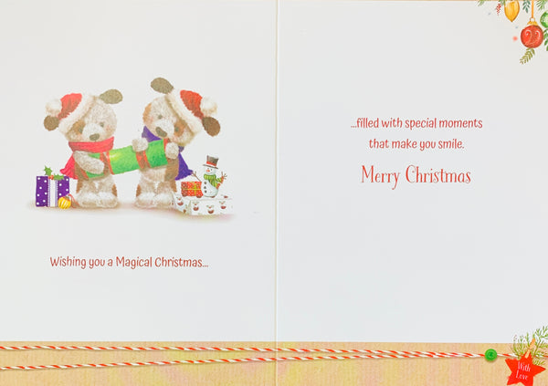 Nan and Grandad Christmas card - cute dogs