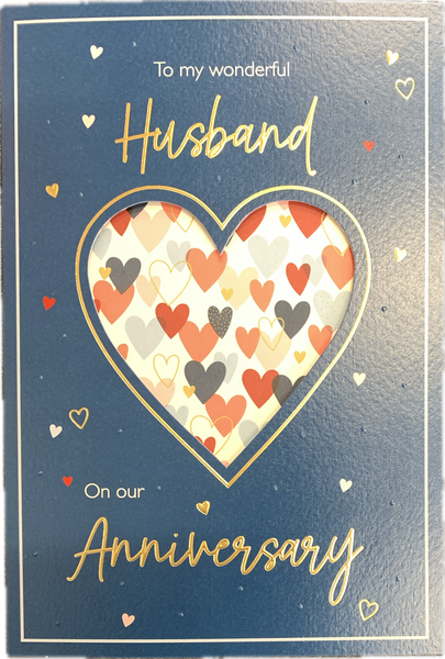 Husband anniversary card - loving hearts