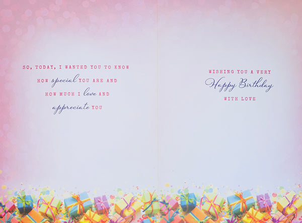 Sister birthday card- vibrant birthday cake