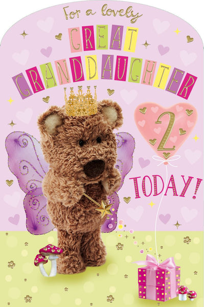 Great Granddaughter 2nd birthday card- cute bear