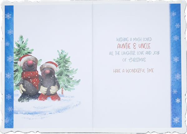 Auntie and Uncle Christmas card- cute moles