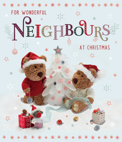 Neighbours Christmas card - cute bears and Xmas tree
