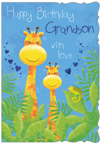 Grandson birthday card- cute giraffe