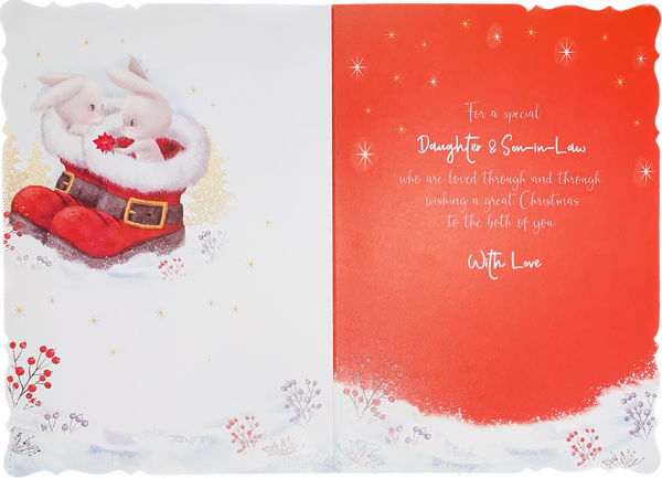 Daughter and Son-in-law Christmas card - cute rabbits