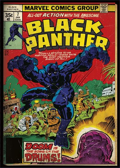 Retro Black Panther greeting card