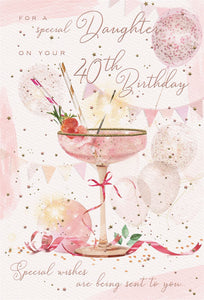 Daughter 40th birthday card- birthday drinks