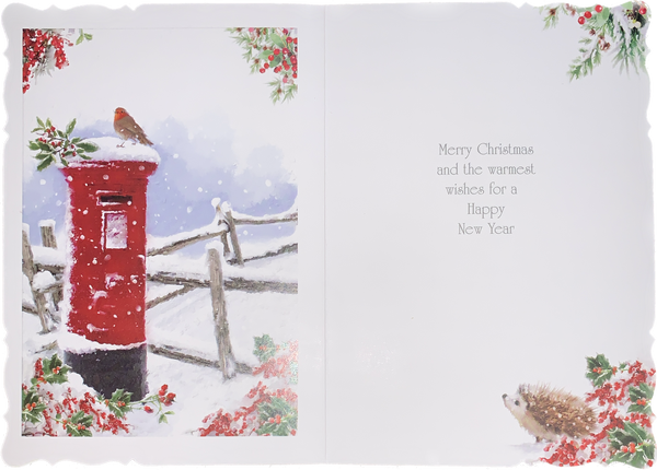 General Christmas card- festive post box