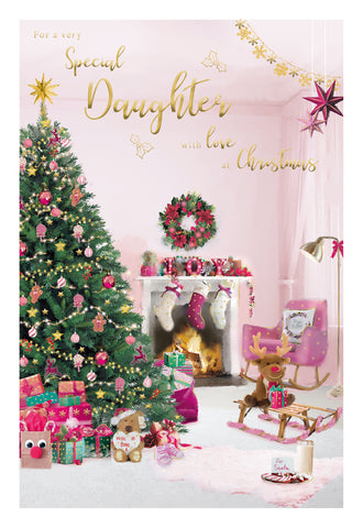 Daughter Christmas card- Christmas tree and presents