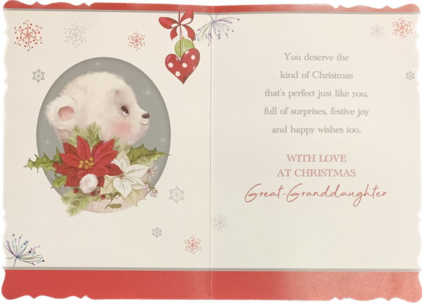 Great-Granddaughter Christmas card - cute bear
