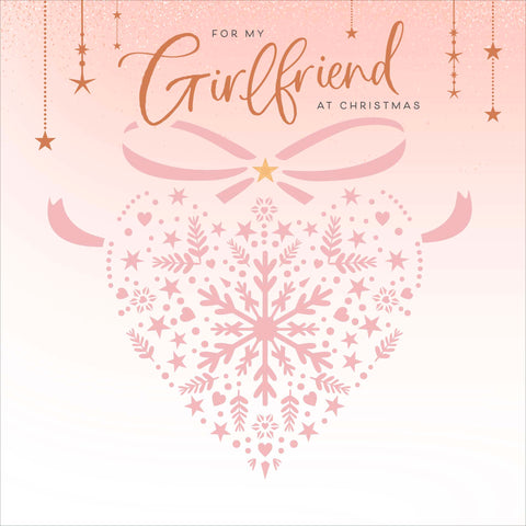 Girlfriend Christmas card - luxury heart