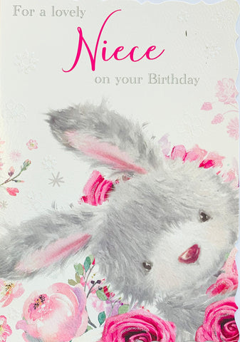 Niece birthday card - cute rabbit