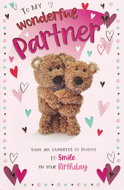 Partner birthday card- cute bears hugging