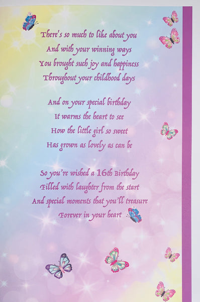 Granddaughter 16th birthday card- sentimental verse