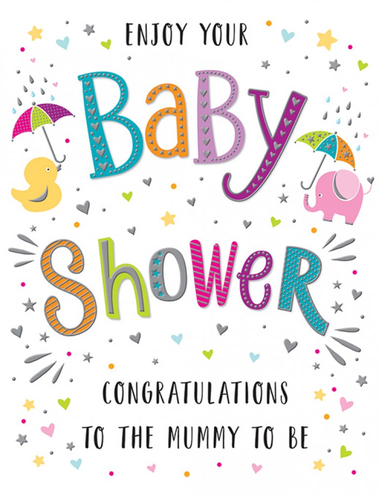 Baby shower card bright colourful