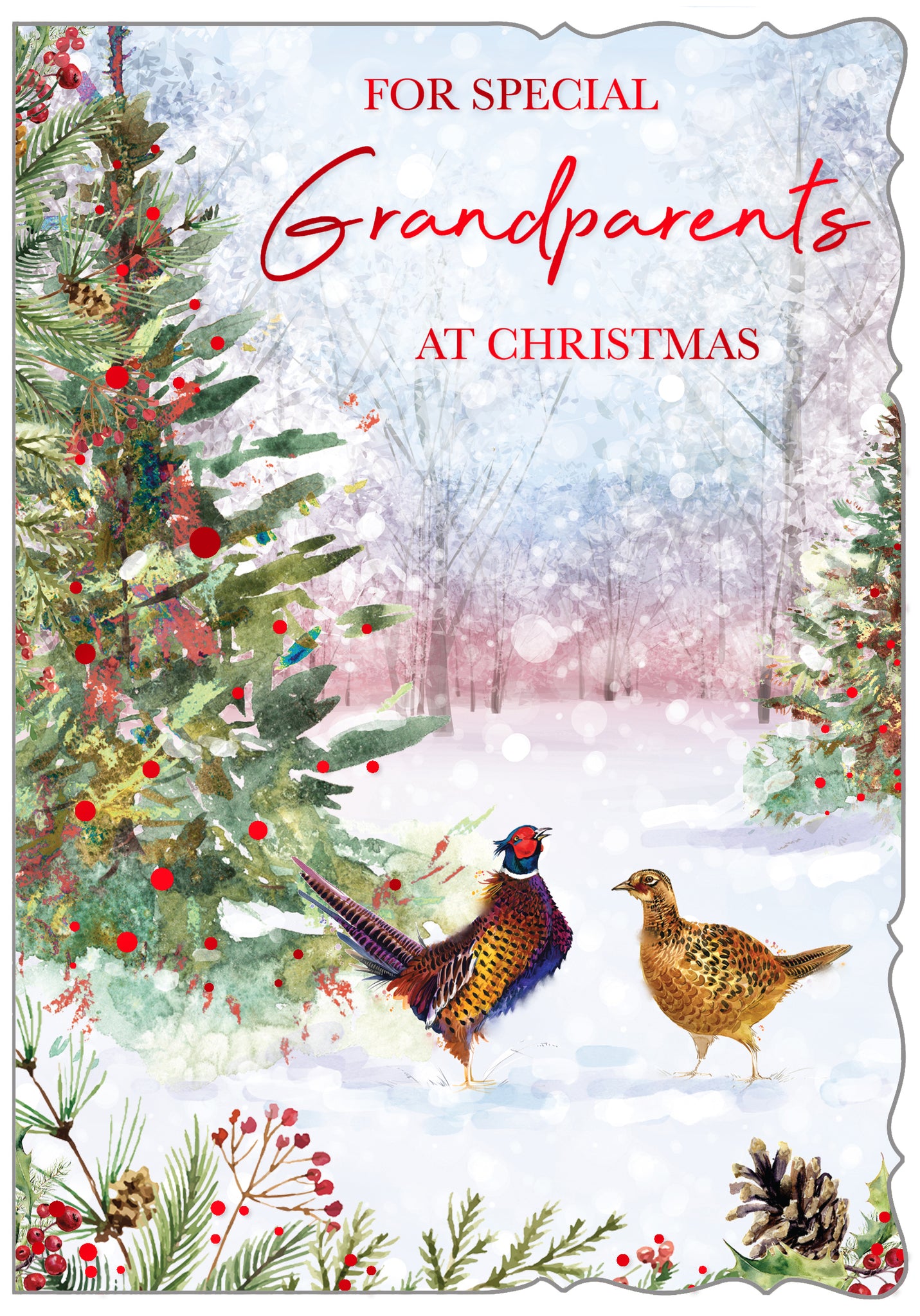 Grandparents Christmas card - traditional winter scene