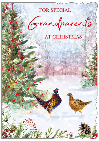 Grandparents Christmas card - traditional winter scene
