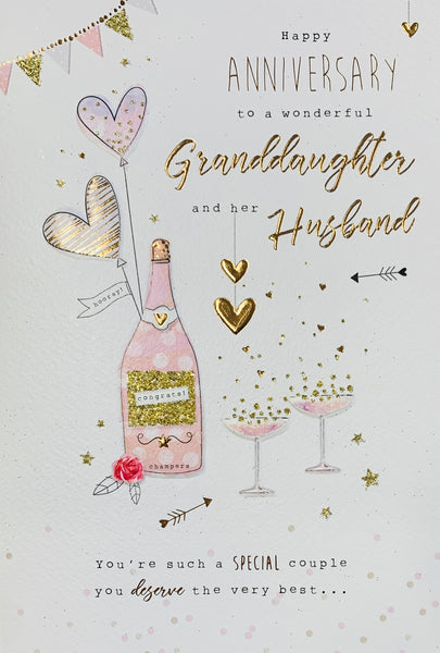 Granddaughter and Husband anniversary card - champagne