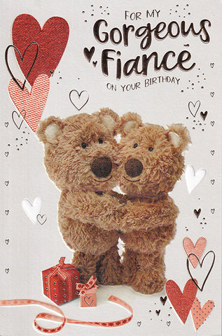 Fiancé birthday card - cute Barley bear