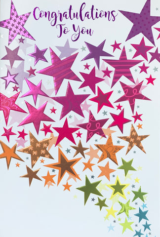 Congratulations card contemporary colourful stars