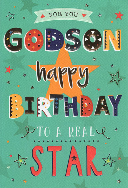 Godson birthday card- modern text