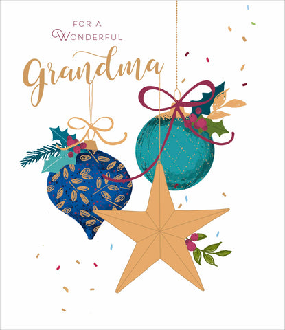 Grandma Christmas card- baubles