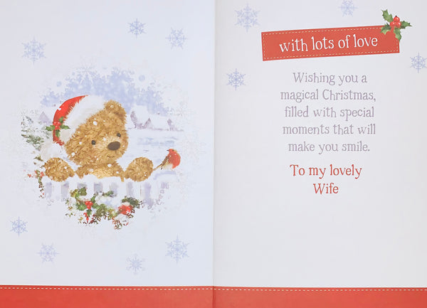 Wife Christmas card- cute bear