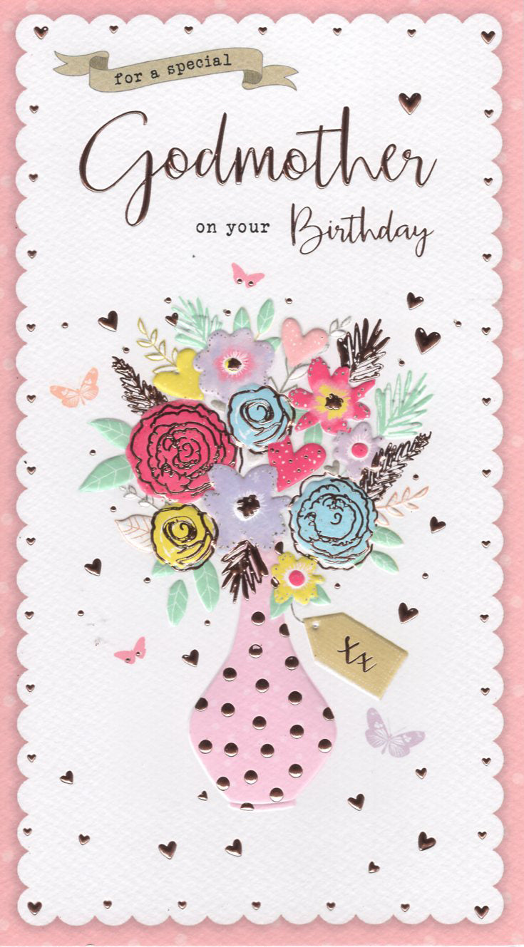Godmother birthday card - flowers