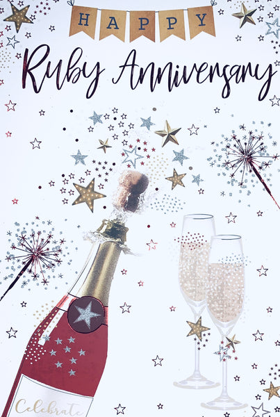Ruby anniversary card - sparkling champagne