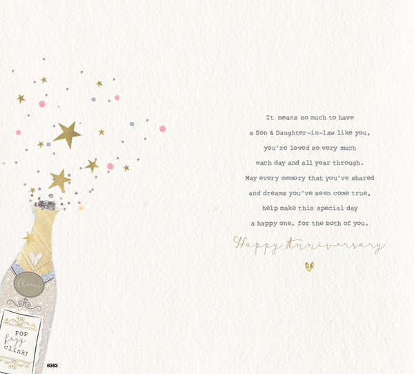 Son and Daughter-in-law anniversary card - Prosecco bottles