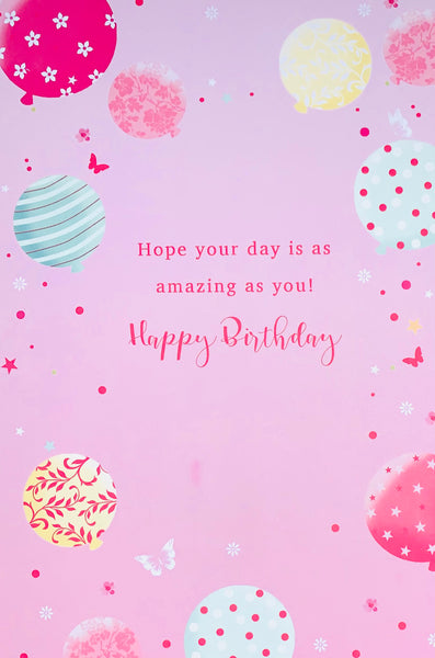 Birthday card for her- flowers and balloons