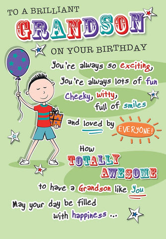 Grandson birthday card fun design
