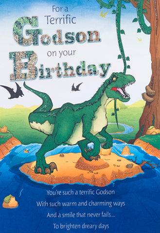 Godson birthday card - Dinosaurs