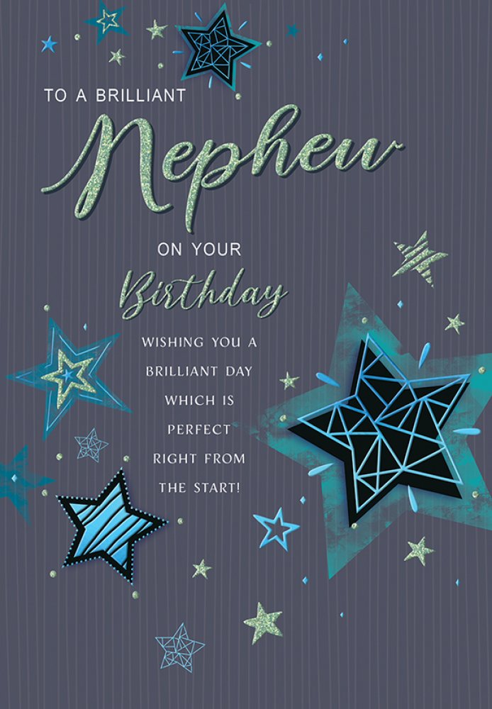 Nephew birthday card - modern stars