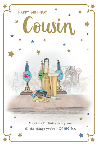 Cousin birthday card beer design