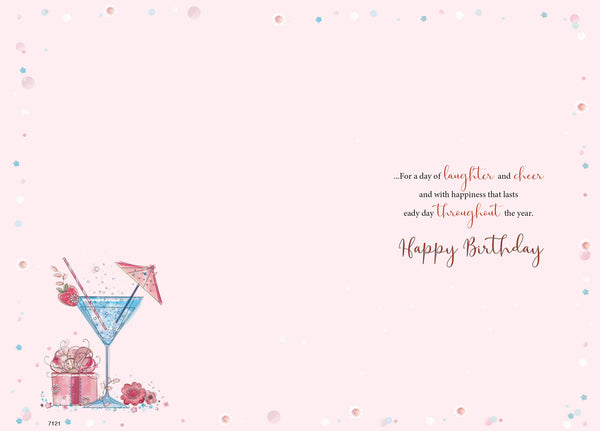 Daughter birthday card cocktails and presents