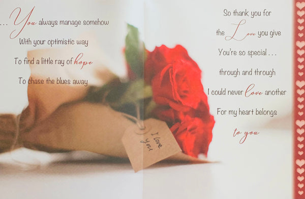 Wife birthday card - roses and long beautiful verse
