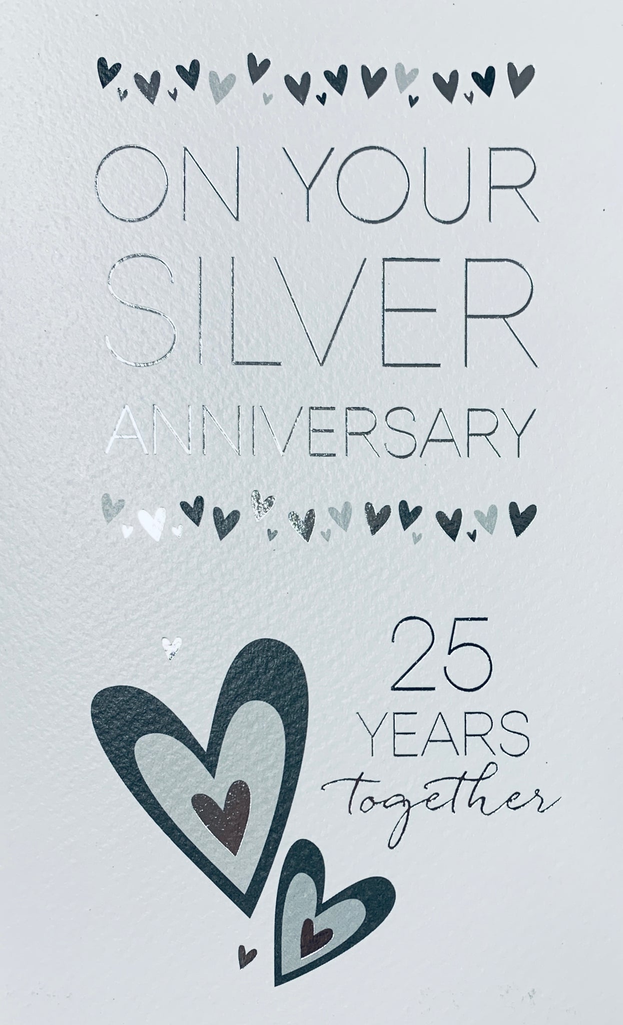 Silver anniversary card modern heart