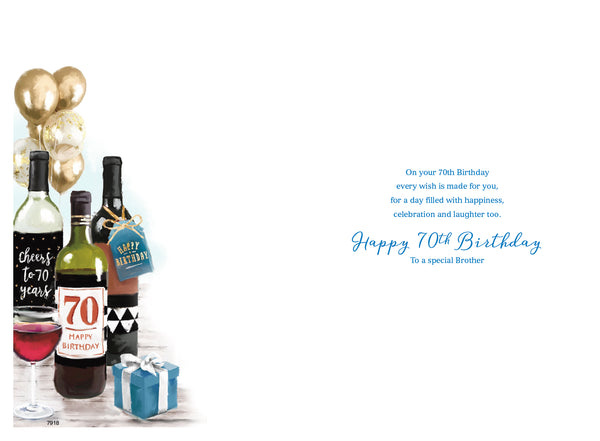 Brother 70th birthday card - wine