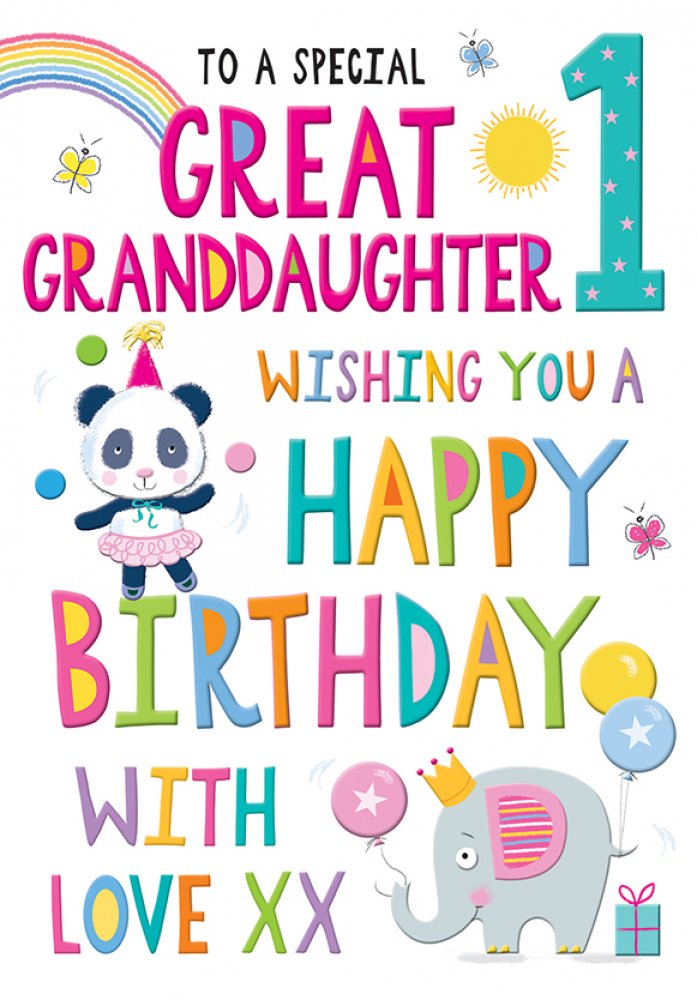 Great-Granddaughter 1st birthday card - cute panda