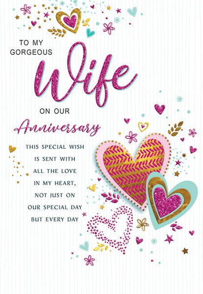 Wife anniversary card - Nova modern hearts