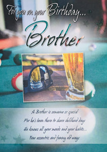 Brother birthday card - pool and lager