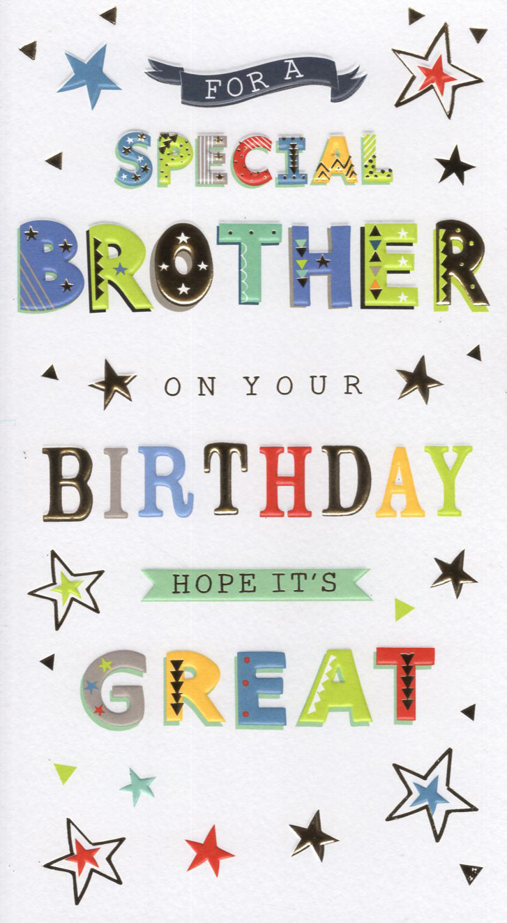 Brother birthday card contemporary bold text