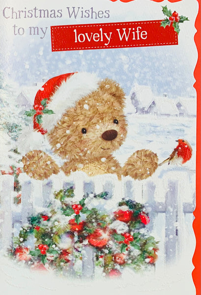 Wife Christmas card- cute bear