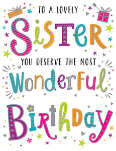 Sister birthday card- modern text
