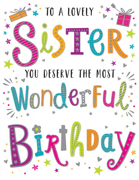 Sister birthday card- modern text